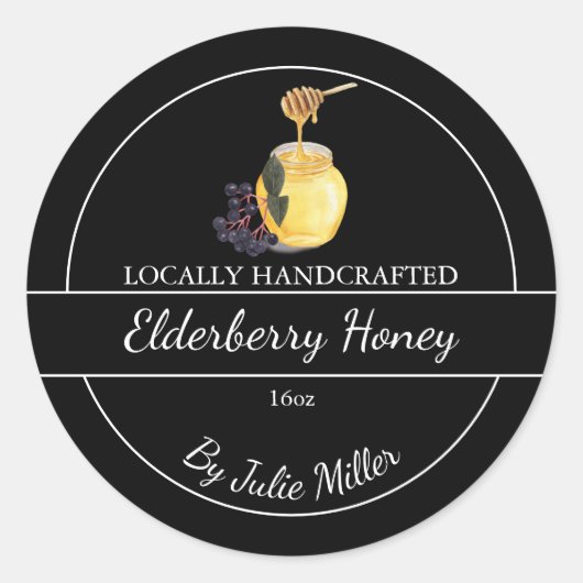 Simple Homemade Elderberry infused Honey Label ラウンドシール (正面)