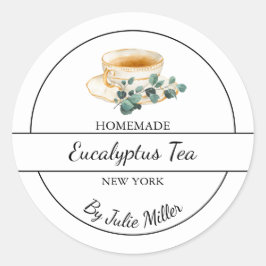 Simple Homemade Eucalyptus Tea Label ラウンドシール
