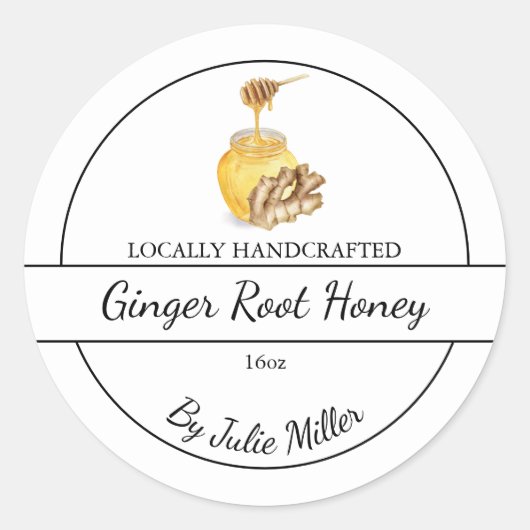Simple Homemade Ginger infused Honey Label ラウンドシール (正面)