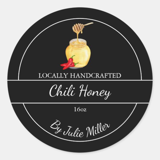 Simple Homemade Hot Chili infused Honey Label ラウンドシール (正面)