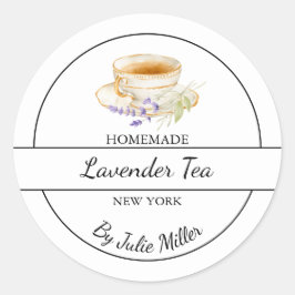 Simple Homemade Lavender Tea Label ラウンドシール