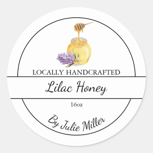 Simple Homemade Lilac infused Honey Label ラウンドシール (正面)