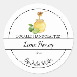 Simple Homemade Lime infused Honey Label ラウンドシール