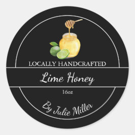 Simple Homemade Lime infused Honey Label ラウンドシール