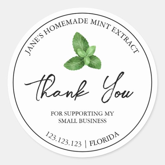 Simple Homemade Mint Extract Thank You Label ラウンドシール (正面)