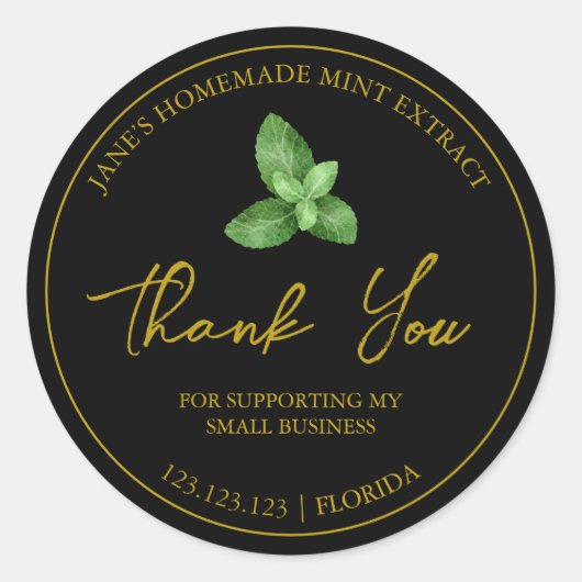 Simple Homemade Mint Extract Thank You Label ラウンドシール (正面)