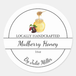 Simple Homemade Mulberry infused Honey Label ラウンドシール