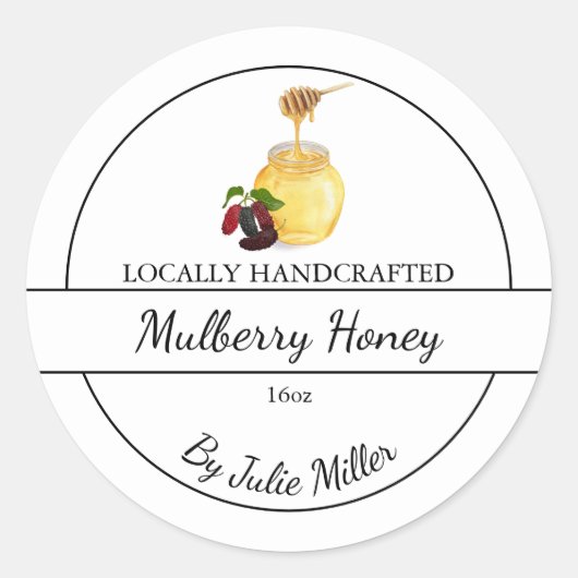 Simple Homemade Mulberry infused Honey Label ラウンドシール (正面)