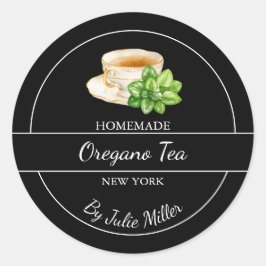 Simple Homemade Oregano Tea Label ラウンドシール