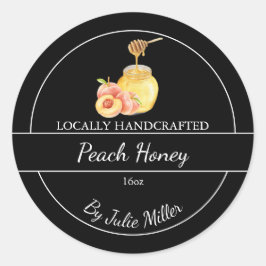 Simple Homemade Peach infused Honey Label ラウンドシール