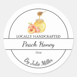 Simple Homemade Peach infused Honey Label ラウンドシール