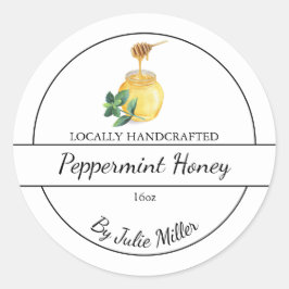 Simple Homemade Peppermint infused Honey Label ラウンドシール
