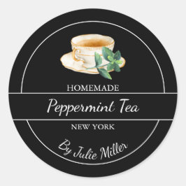 Simple Homemade Peppermint Tea Label ラウンドシール