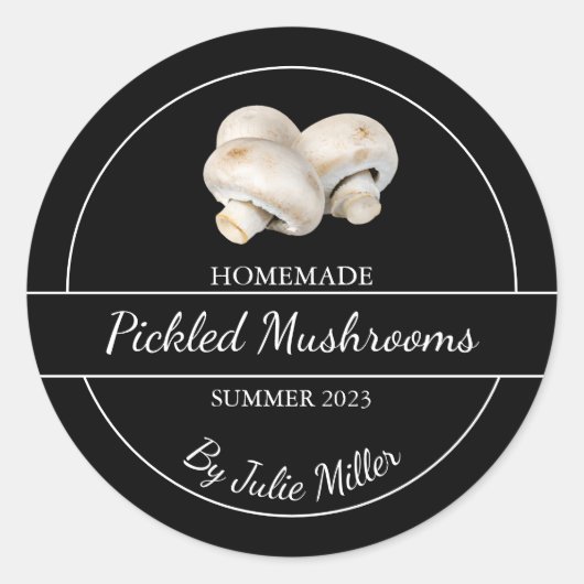 Simple Homemade Pickled Mushrooms Label ラウンドシール (正面)