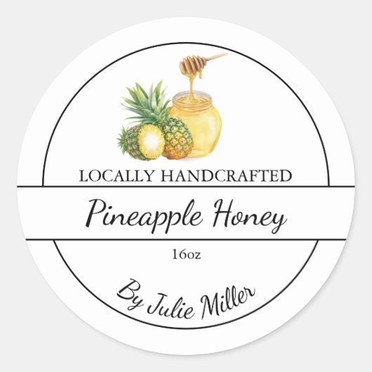 Simple Homemade Pineapple infused Honey Label ラウンドシール (正面)
