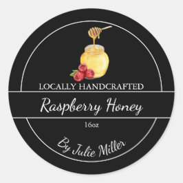 Simple Homemade Raspberry infused Honey Label ラウンドシール