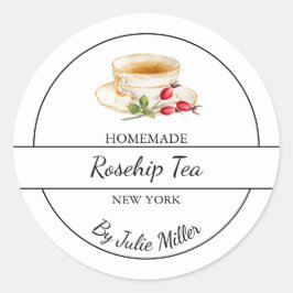 Simple Homemade Rosehip Tea Label ラウンドシール