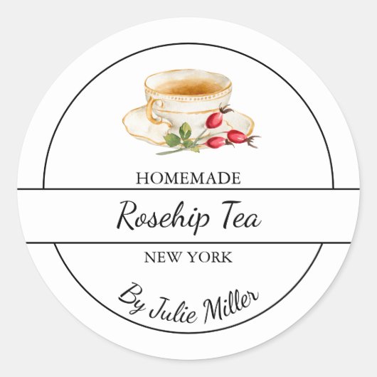 Simple Homemade Rosehip Tea Label ラウンドシール (正面)