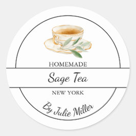 Simple Homemade Sage Tea Label ラウンドシール