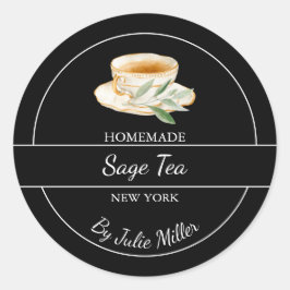 Simple Homemade Sage Tea Label ラウンドシール