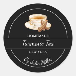 Simple Homemade Turmeric Tea Label ラウンドシール