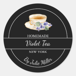 Simple Homemade Violet Tea Label ラウンドシール