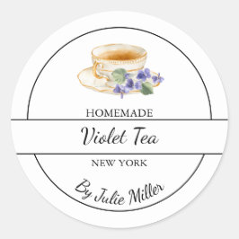 Simple Homemade Violet Tea Label ラウンドシール