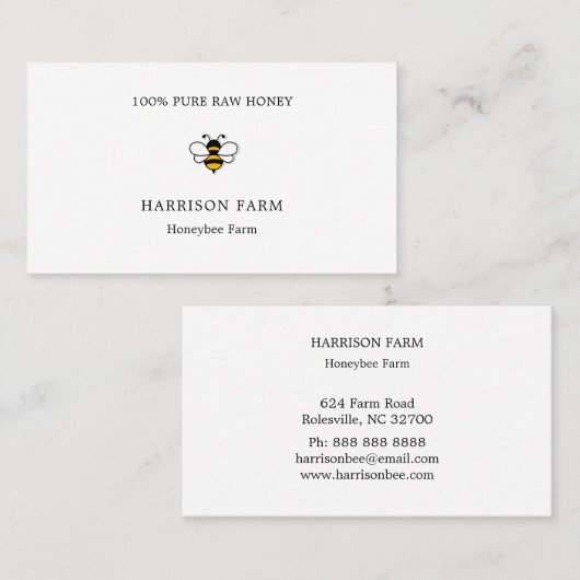 Simple Honey Farm Business 名刺 (正面/裏面)