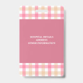 Simple Hospital Employee Logo Pink Photo ID バッジ (Back)