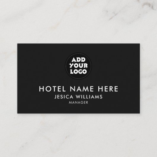 Simple Hotel Logo Name with Job Title Qr Code 名刺 (正面)