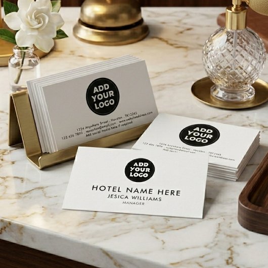 Simple Hotel Logo Name with Job Title Qr Code 名刺