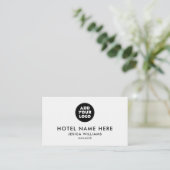 Simple Hotel Logo Name with Job Title Qr Code 名刺 (スタンド正面)