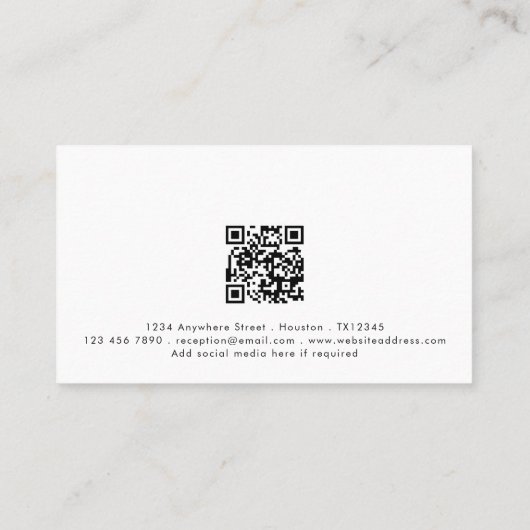 Simple Hotel Logo Name with Job Title Qr Code 名刺 (裏面)