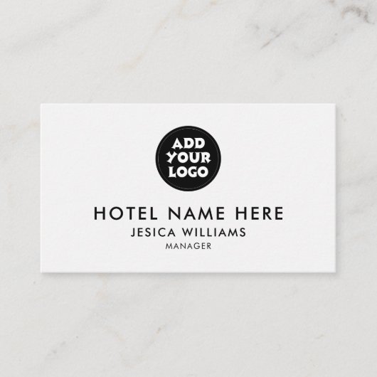 Simple Hotel Logo Name with Job Title Qr Code 名刺 (正面)