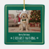 Simple Humor Funny Cute Dog Photo Christmas セラミックオーナメント (裏面)