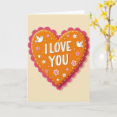 Simple I Love You Stitched Card カード (黄色い花)