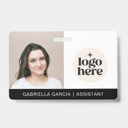 Simple Identification Logo Photo Employee バッジ (Front)