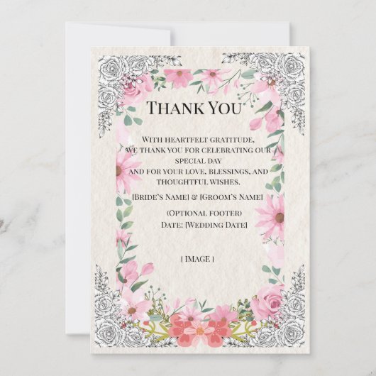 Simple Indian Wedding Thank You Card | Elegant  サンキューカード (正面)