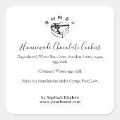 Simple Ingredient Label Heart Box Valentines Day スクエアシール (正面)