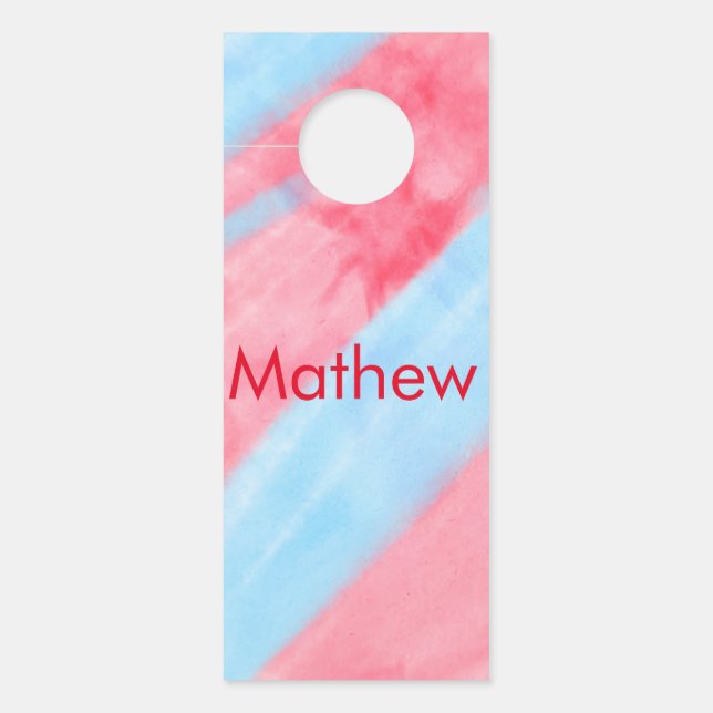 simple initial letter monogram add your name red b ドアノブサイン (正面)