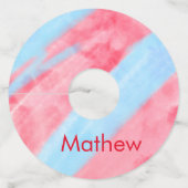 simple initial letter monogram add your name red b ワイングラスタグ (正面)