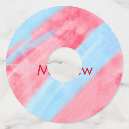 simple initial letter monogram add your name red b ワイングラスタグ (裏面)