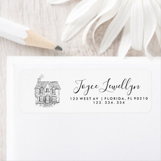 Simple ink drawing house minimal design  ラベル (インサイチュ)