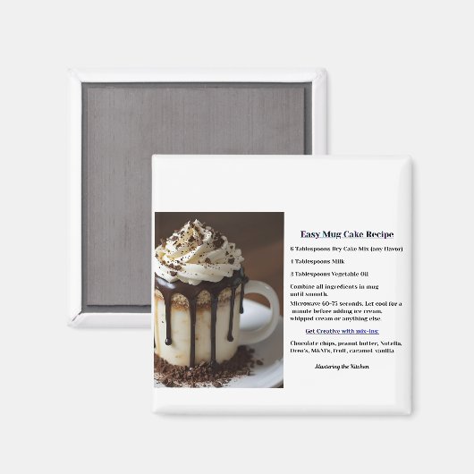 Simple Instant Mug Cake Recipe マグネット (正面/裏面)
