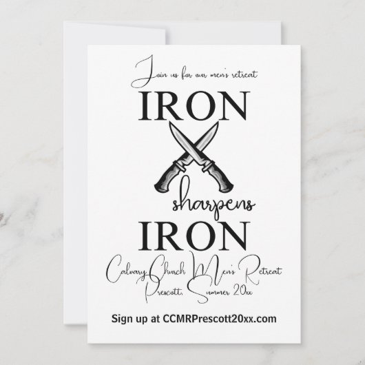 Simple Iron sharpens Iron Christian Men's Retreat 招待状 (正面)