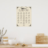 Simple Ivory Alphabetical Wedding Seating Chart ポスター (キッチン)