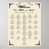 Simple Ivory Alphabetical Wedding Seating Chart ポスター (正面)