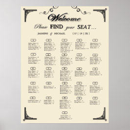 Simple Ivory Alphabetical Wedding Seating Chart ポスター