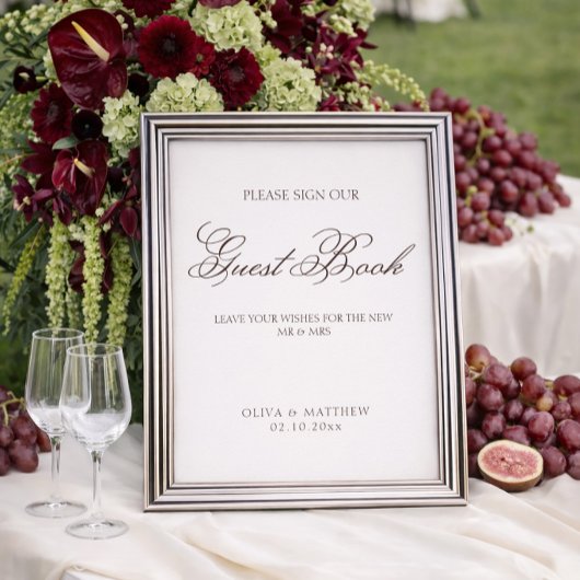 Simple Ivory and Brown Wedding Guest Book Poster ポスター
