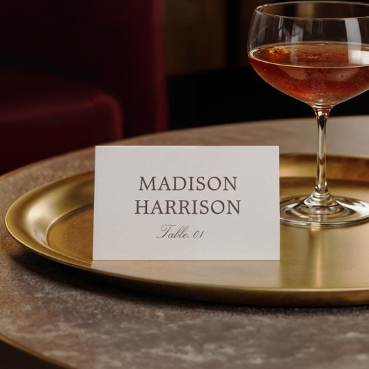 Simple Ivory and Brown Wedding Place Card DIY 招待状